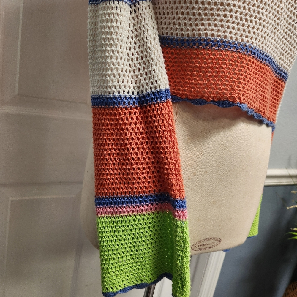 Hippie Rose Multicolor Striped Crochet Sweater - Picture 3 of 13